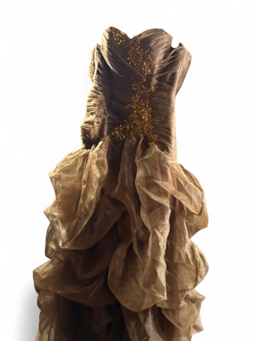 Brown Ruffle Prom Dress - Picture 2 of 7